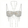 Aurora Clear Beaded Backless Carnival Top