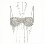 Aurora Clear Beaded Backless Carnival Top
