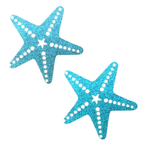 Bowie Blue Glitter Sexy Starfish Nipple Cover Pasties
