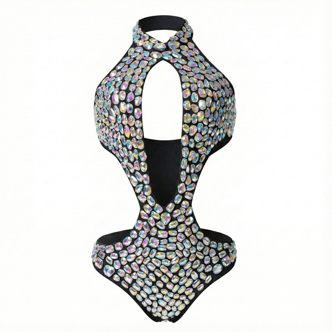 Stardust Lust Rhinestone Embellished Teddy One Piece Bodysuit