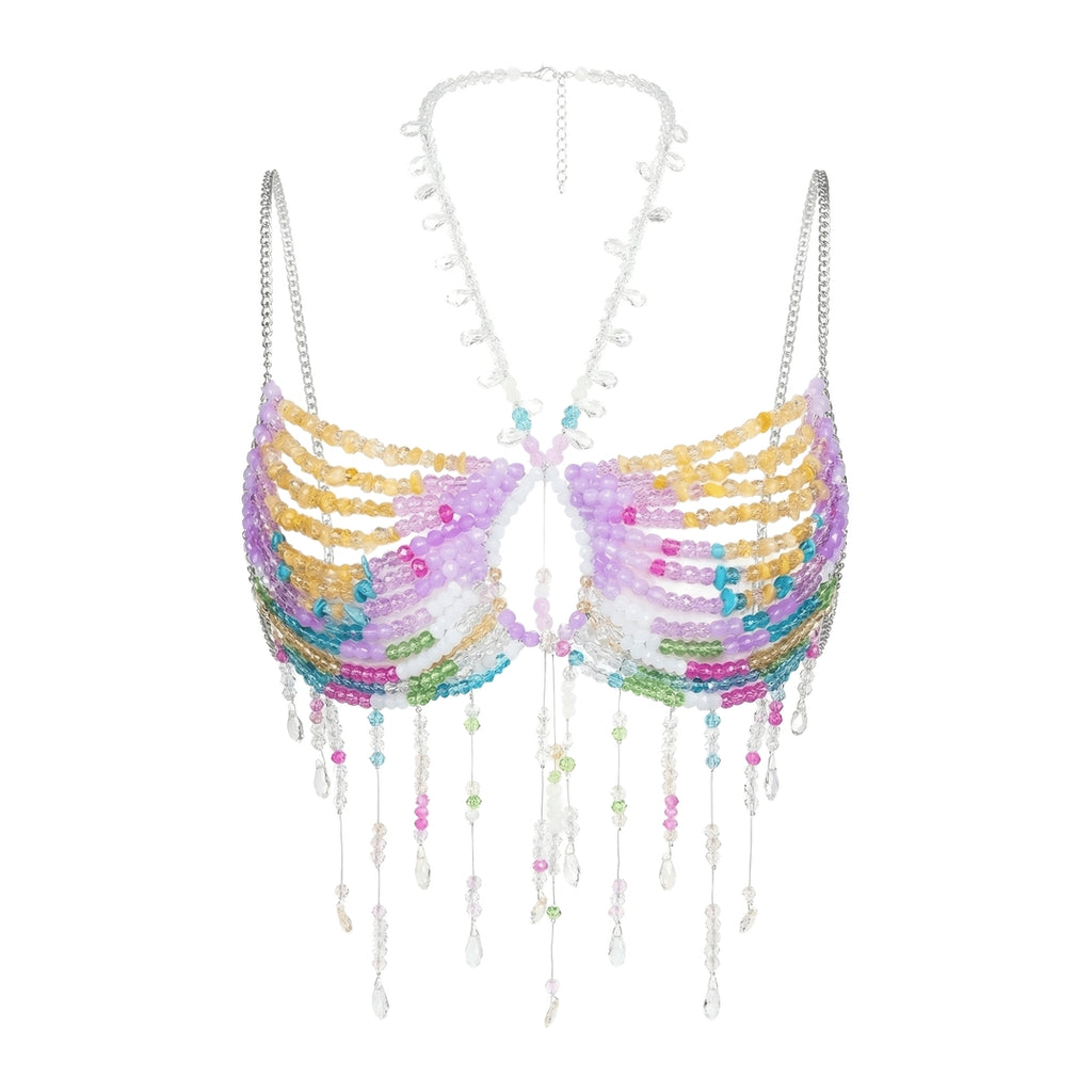 Color Burst Beaded Backless Carnival Top