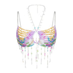 Color Burst Beaded Backless Carnival Top