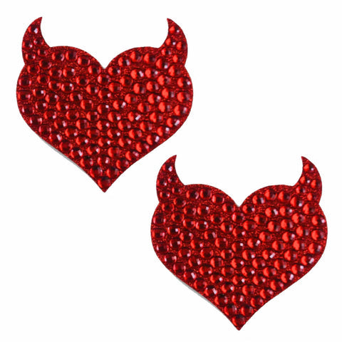 Hearts Desire Red Jewel Devil I Heart U Nipple Cover Pasties