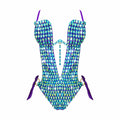 Peacock Royal Blue Green Crystal One Piece Bodysuit