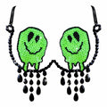 Melty Face Green Glow In The Dark Light Up Sequin Crystal Carnival Bra