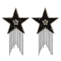 A Star Is Born Black Jewel Crysal Tassel Star Reusable Silicone Nipple Cover Pasties
